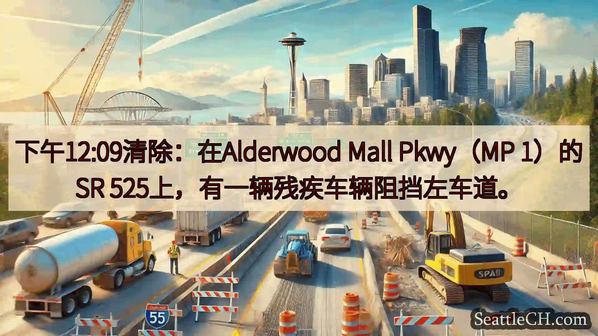 西雅图交通新闻 下午12:09清除：在Alderwood Mall Pkwy（MP