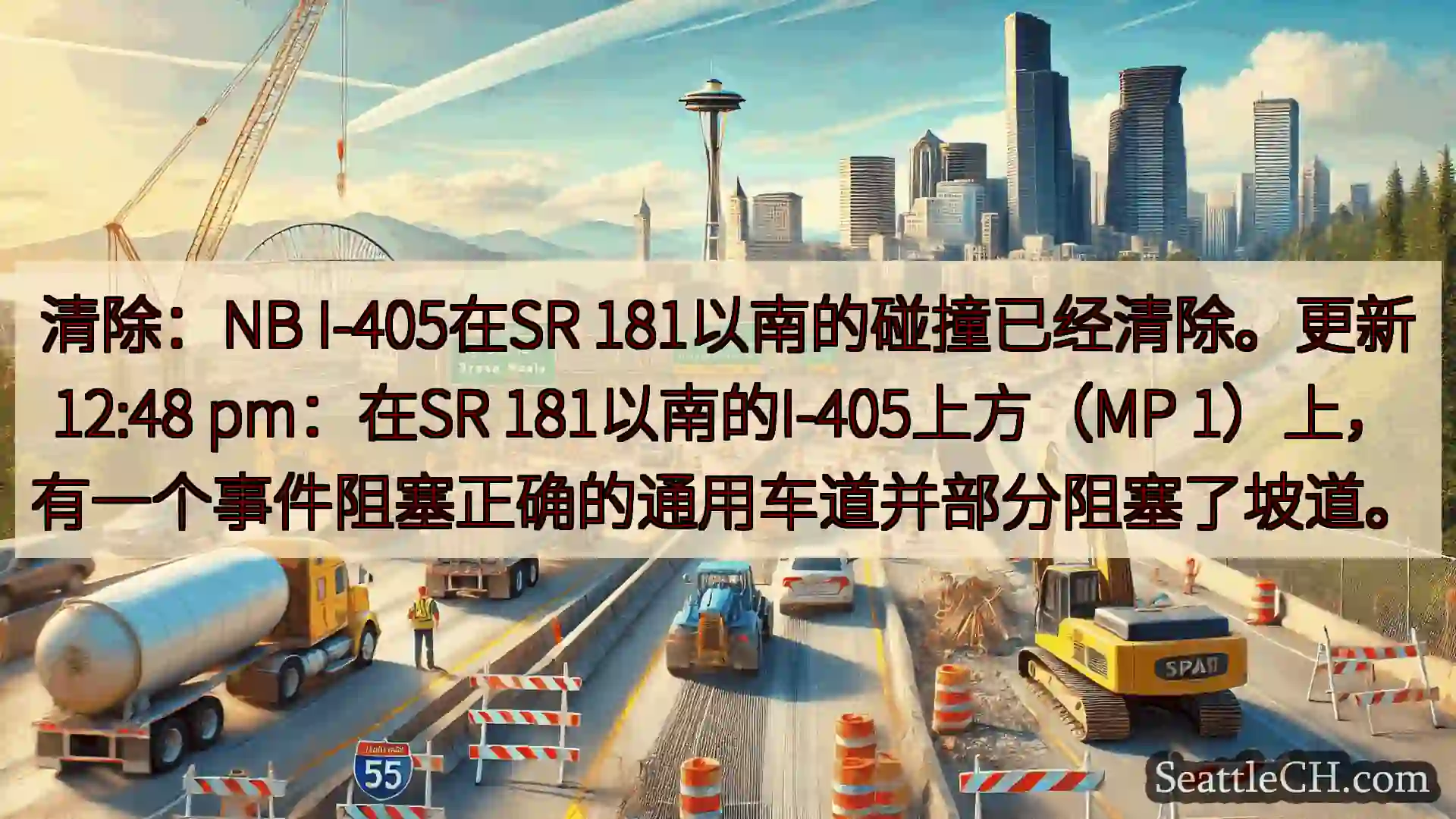 西雅图交通新闻 清除：NB I-405在SR