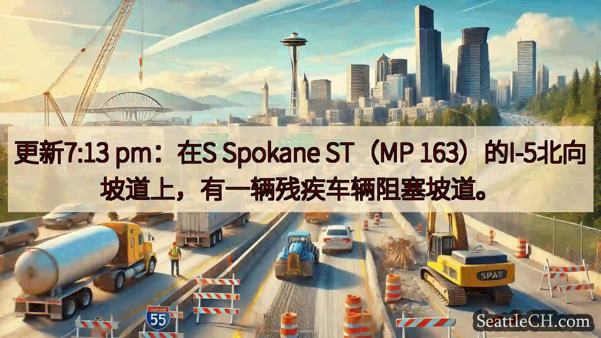 西雅图交通新闻 更新7:13 pm：在S Spokane ST（MP