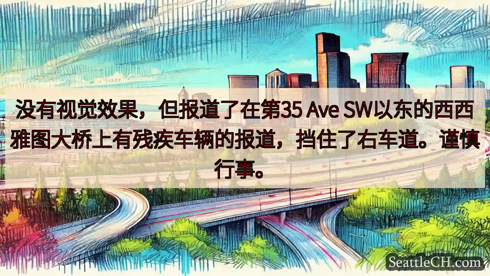 西雅图交通新闻 没有视觉效果，但报道了在第35 Ave