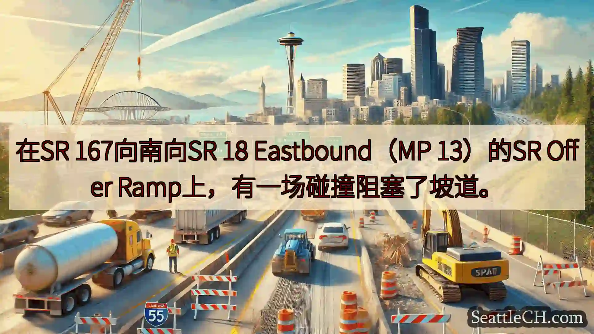 西雅图交通新闻 在SR 167向南向SR 18 Eastbound（MP