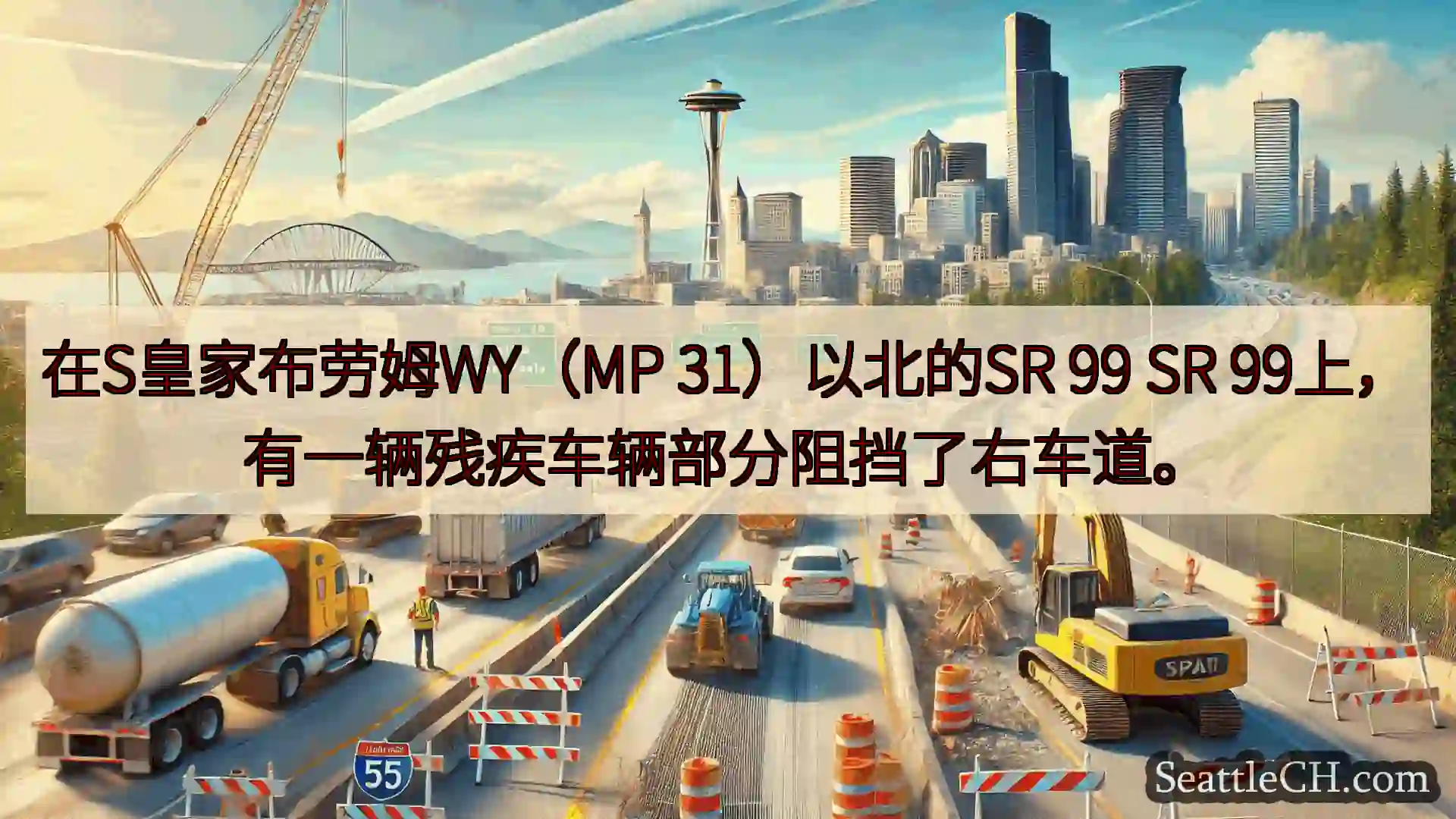 西雅图交通新闻 在S皇家布劳姆WY（MP 31）以北的SR 99 SR