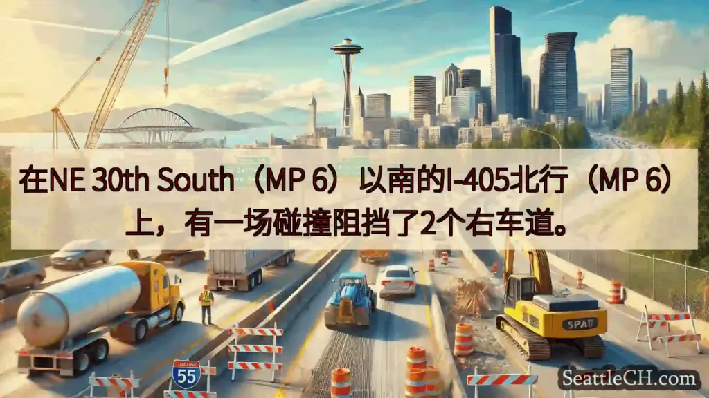 西雅图交通新闻 在NE 30th South（MP 6）以南的I-405北行（MP