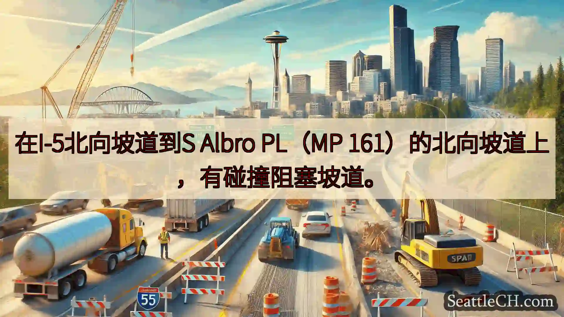 西雅图交通新闻 在I-5北向坡道到S Albro PL（MP
