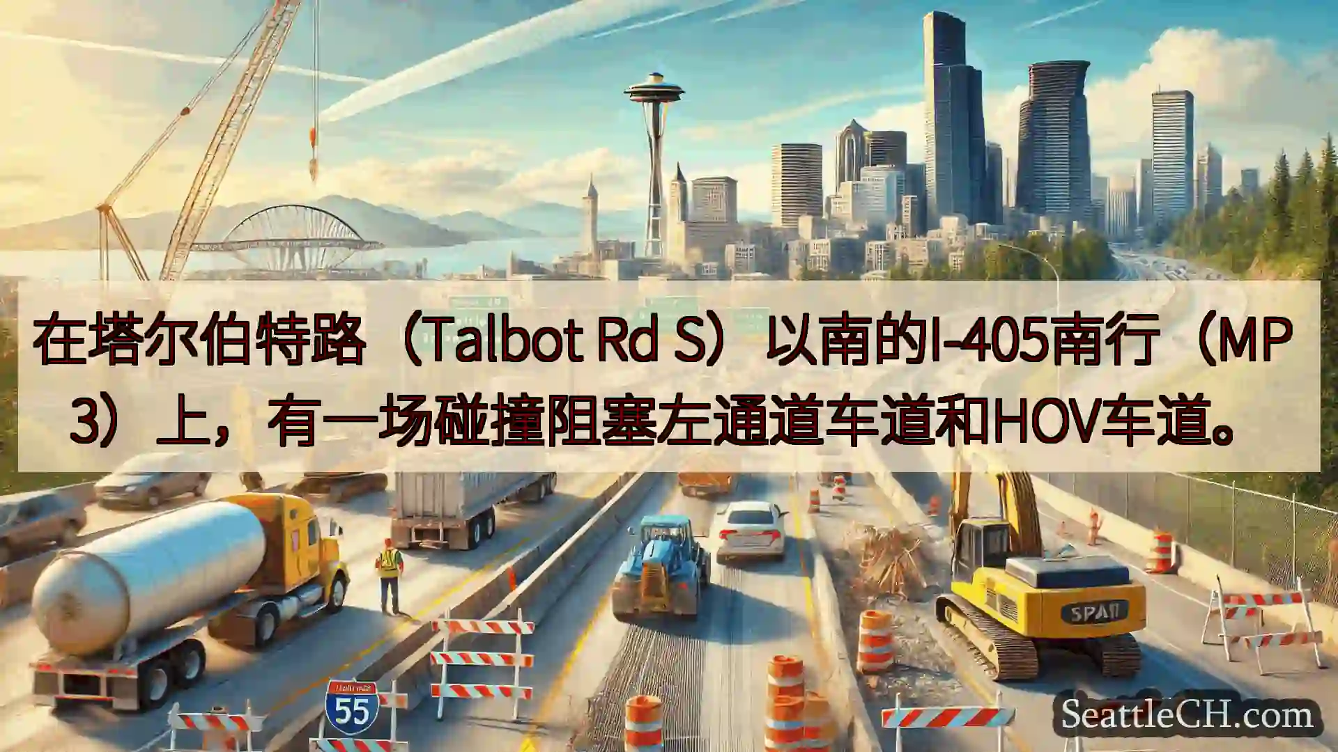 西雅图交通新闻 在塔尔伯特路（Talbot Rd S）以南的I-405南行（MP