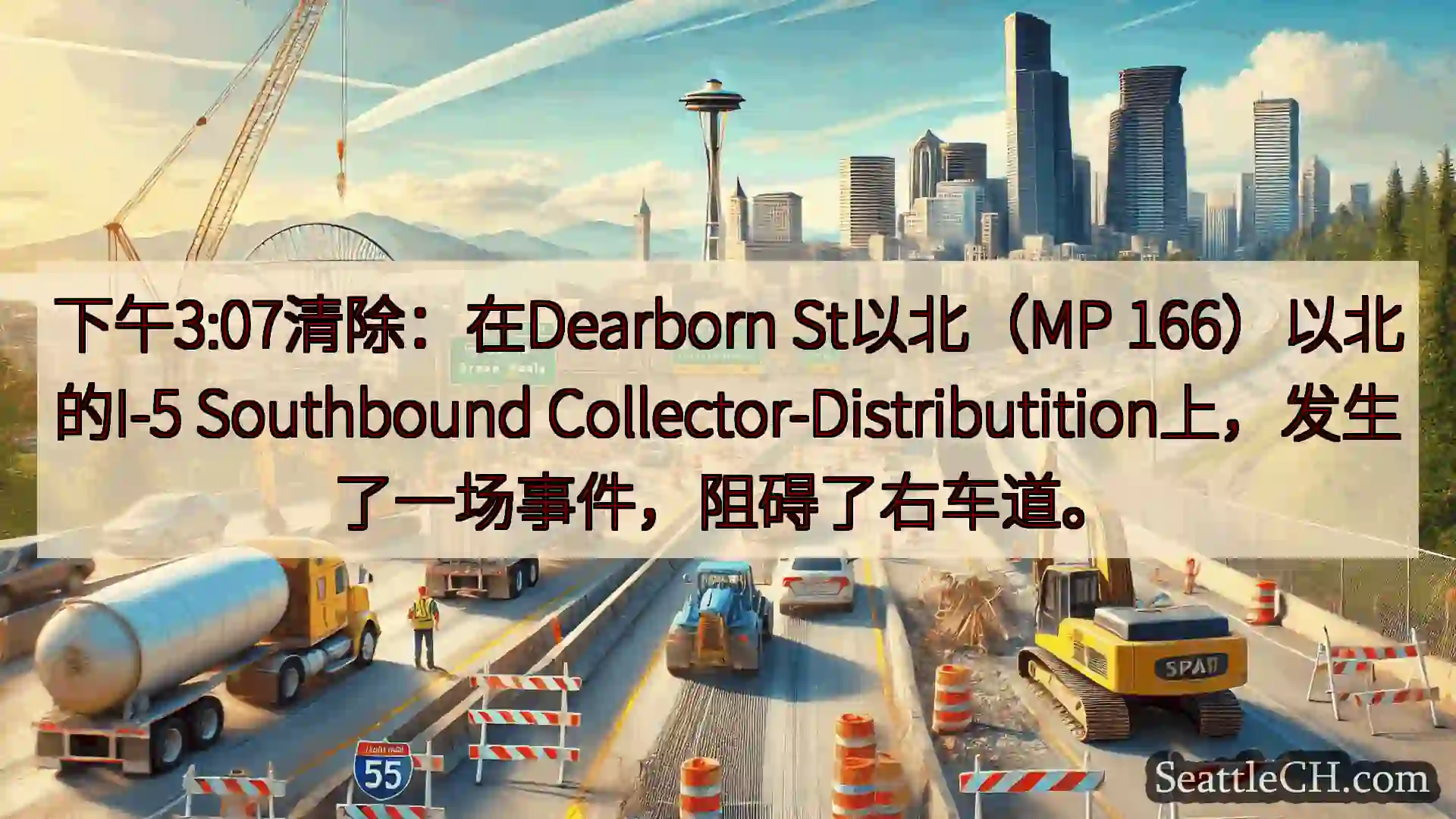西雅图交通新闻 下午3:07清除：在Dearborn St以北（MP
