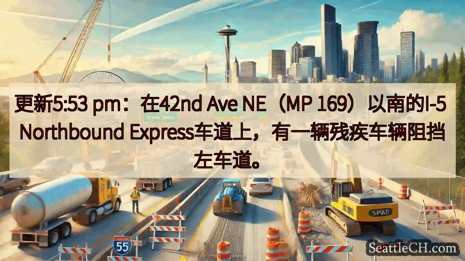 西雅图交通新闻 更新5:53 pm：在42nd Ave NE（MP