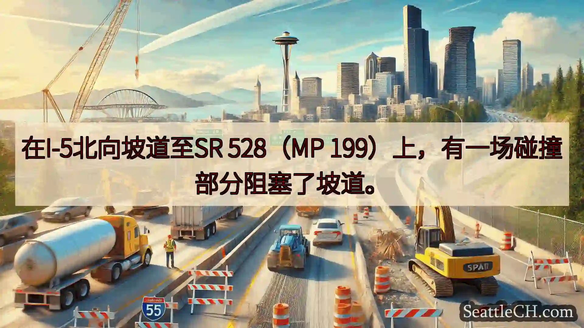 西雅图交通新闻 在I-5北向坡道至SR 528（MP
