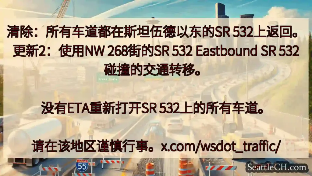 西雅图交通新闻 清除：所有车道都在斯坦伍德以东的SR 532上返回。更新2：使用NW