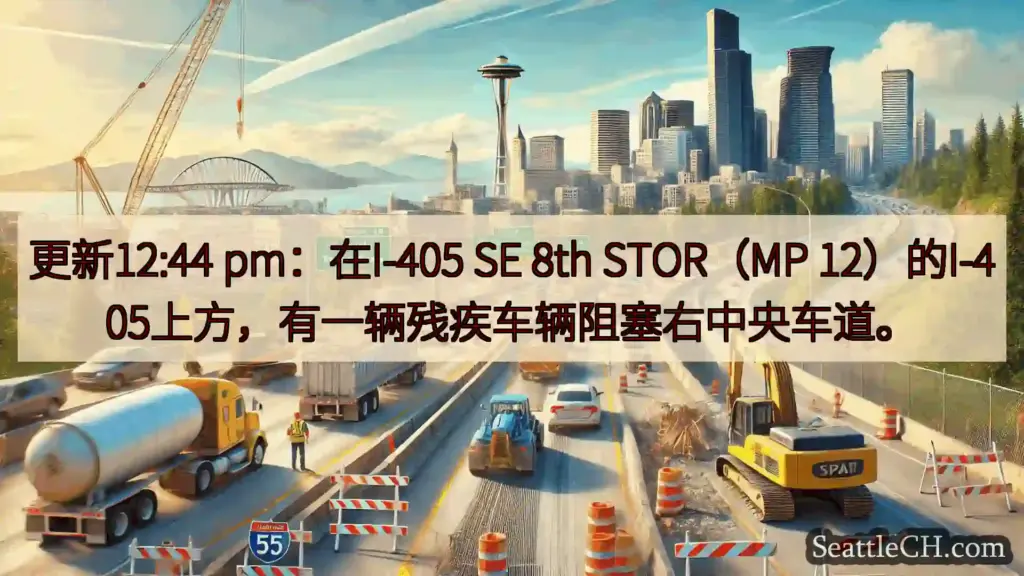 西雅图交通新闻 更新12:44 pm：在I-405 SE 8th STOR（MP