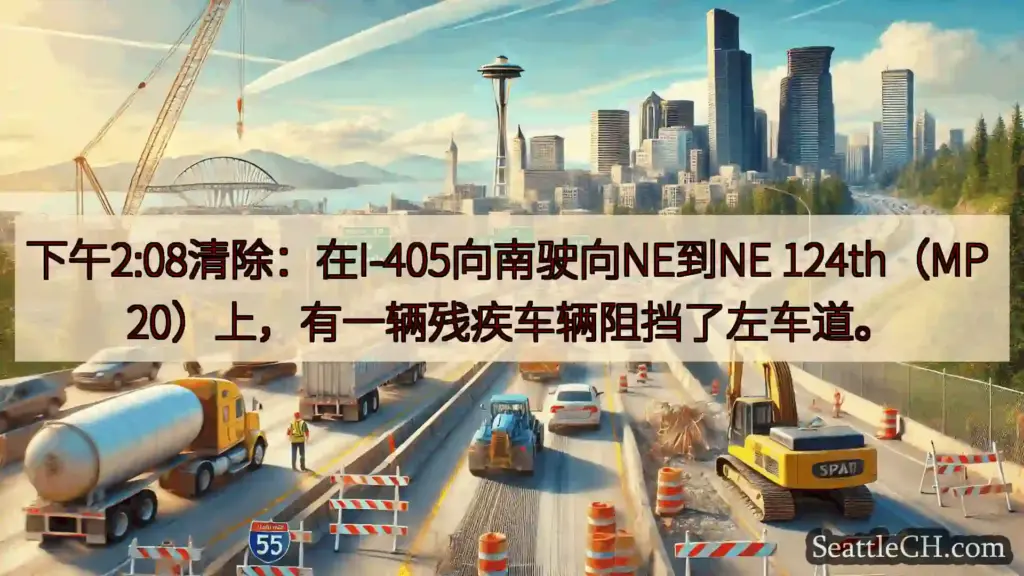 西雅图交通新闻 下午2:08清除：在I-405向南驶向NE到NE 124th（MP