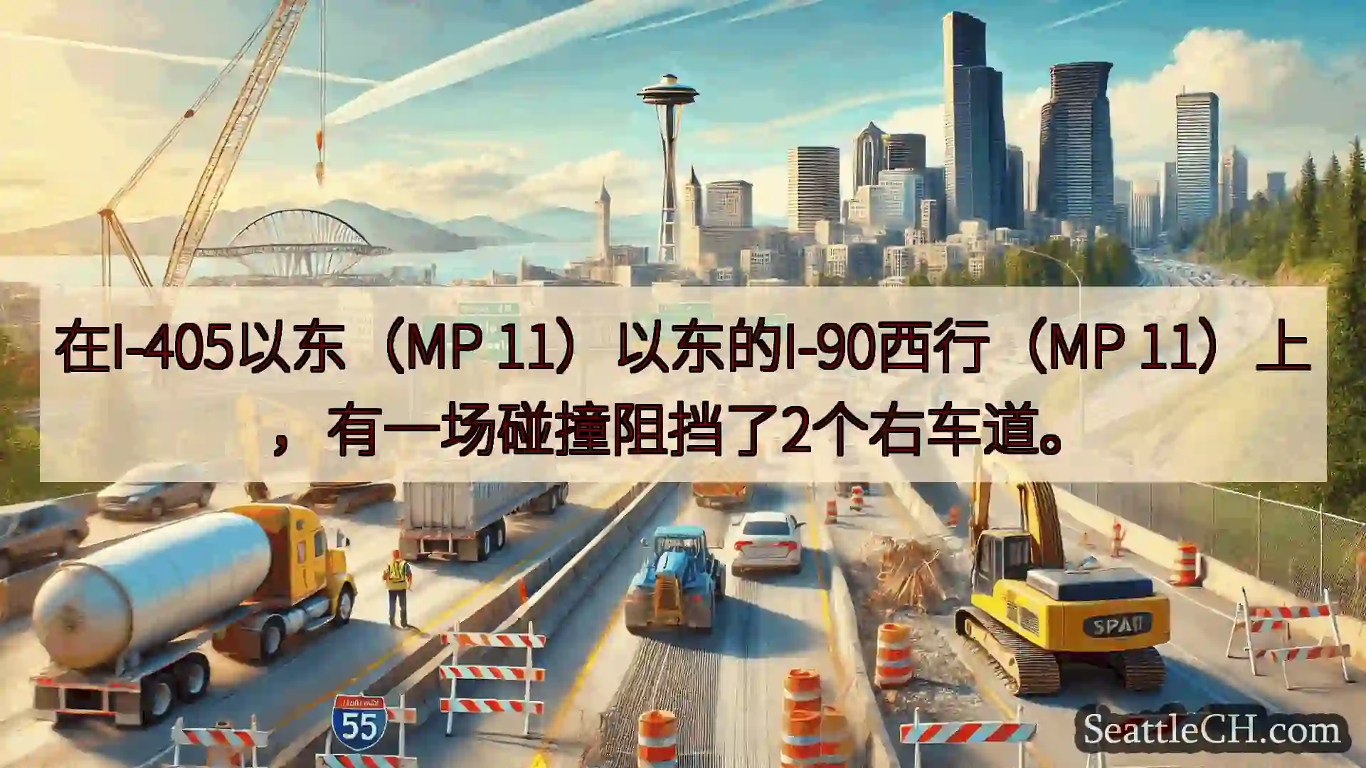 西雅图交通新闻 在I-405以东（MP 11）以东的I-90西行（MP