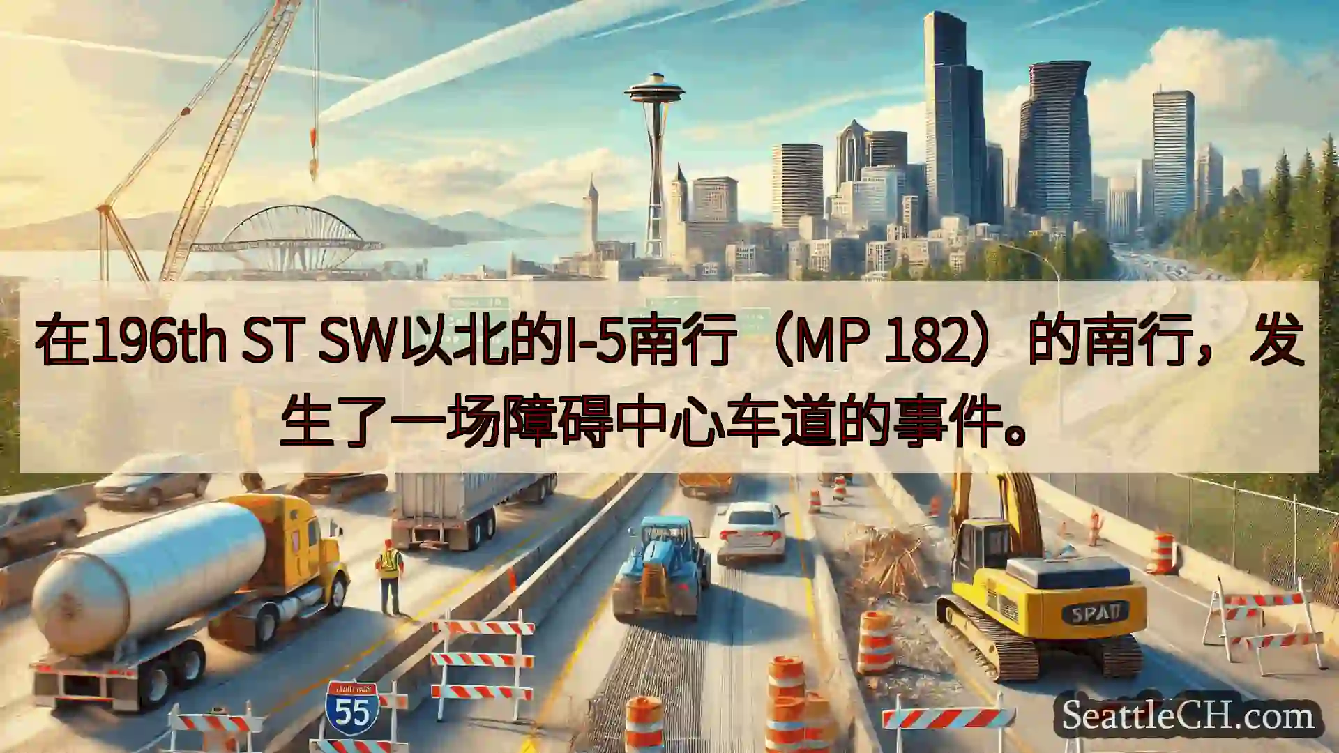 西雅图交通新闻 在196th ST SW以北的I-5南行（MP