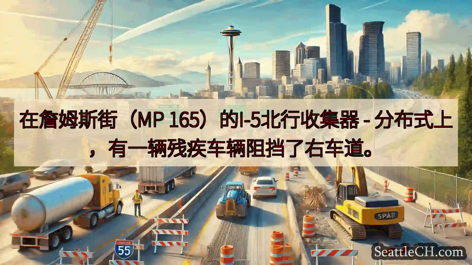 西雅图交通新闻 在詹姆斯街（MP 165）的I-5北行收集器 -