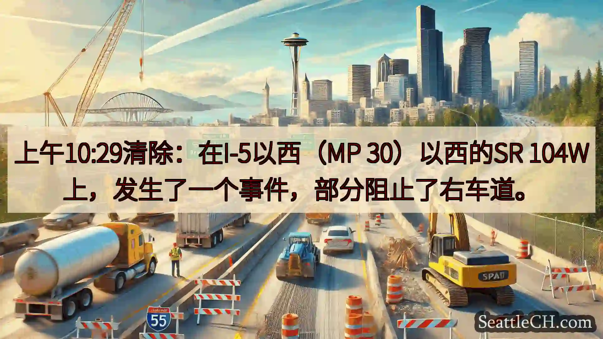 西雅图交通新闻 上午10:29清除：在I-5以西（MP 30）以西的SR