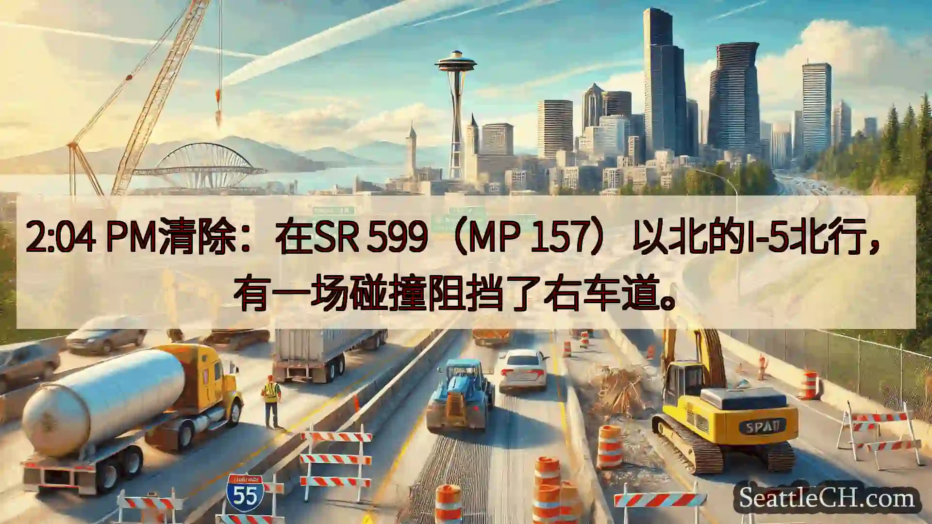 西雅图交通新闻 2:04 PM清除：在SR 599（MP