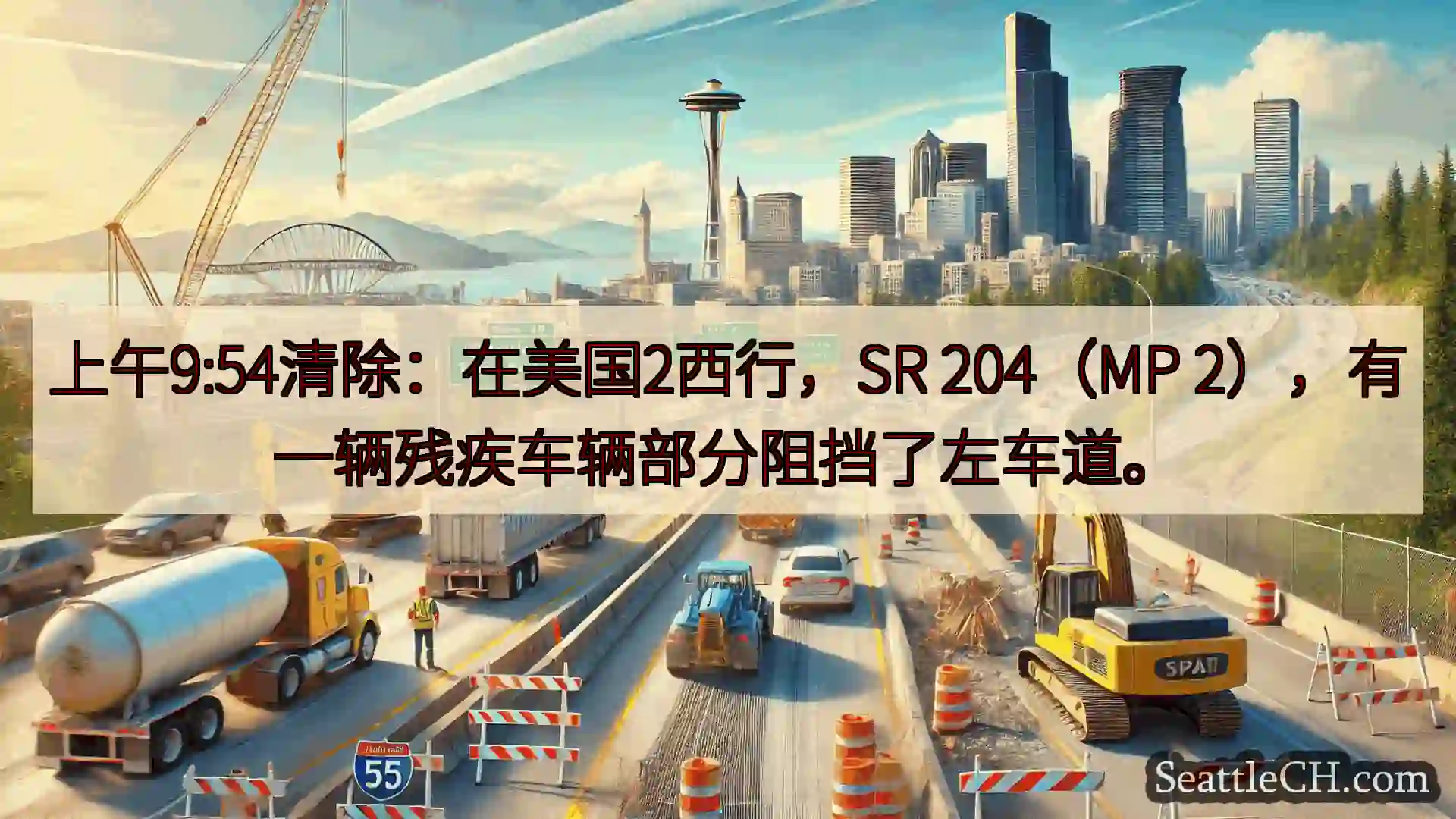西雅图交通新闻 上午9:54清除：在美国2西行，SR 204（MP
