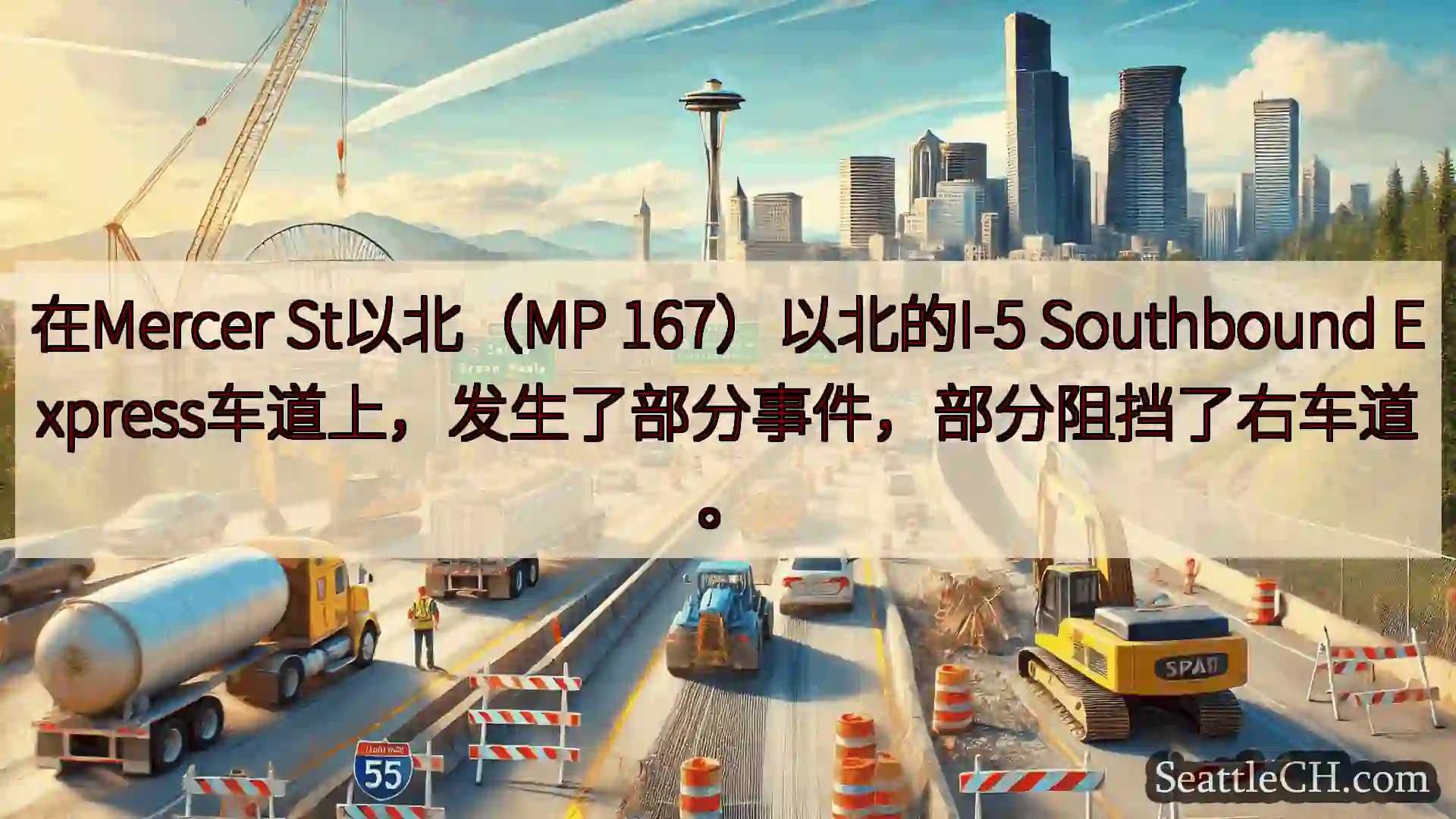 西雅图交通新闻 在Mercer St以北（MP 167）以北的I-5