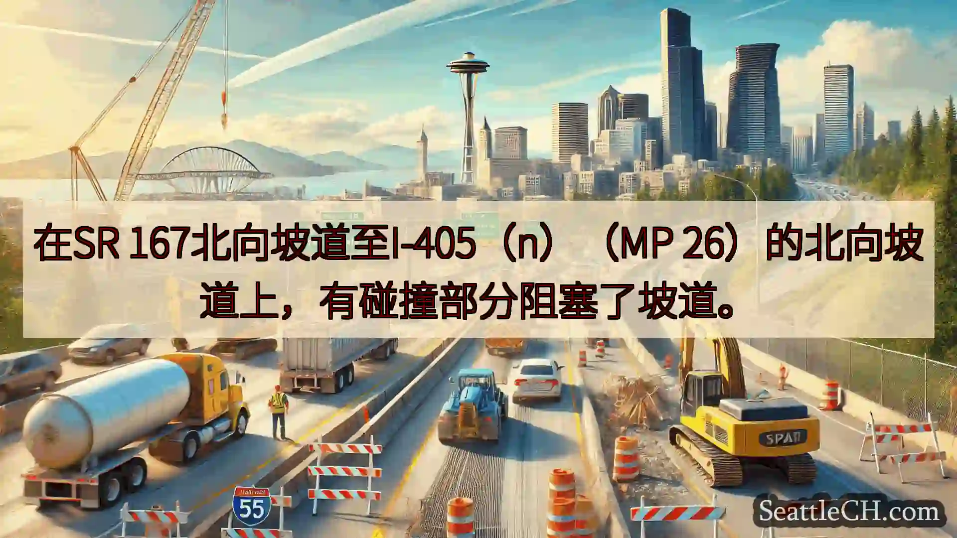 西雅图交通新闻 在SR 167北向坡道至I-405（n）（MP