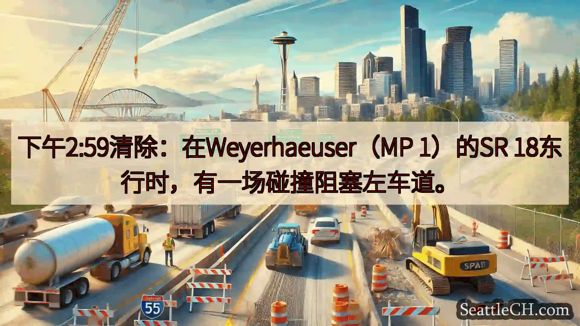 西雅图交通新闻 下午2:59清除：在Weyerhaeuser（MP 1）的SR