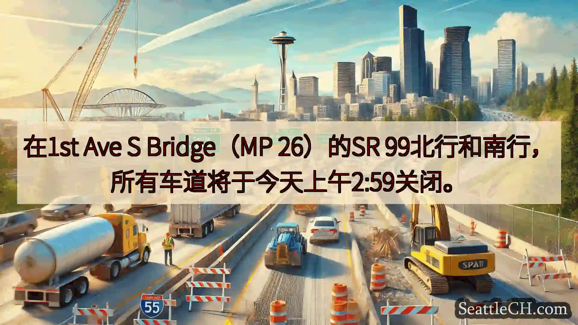 西雅图交通新闻 在1st Ave S Bridge（MP 26）的SR