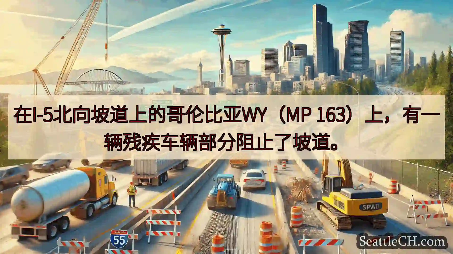 西雅图交通新闻 在I-5北向坡道上的哥伦比亚WY（MP