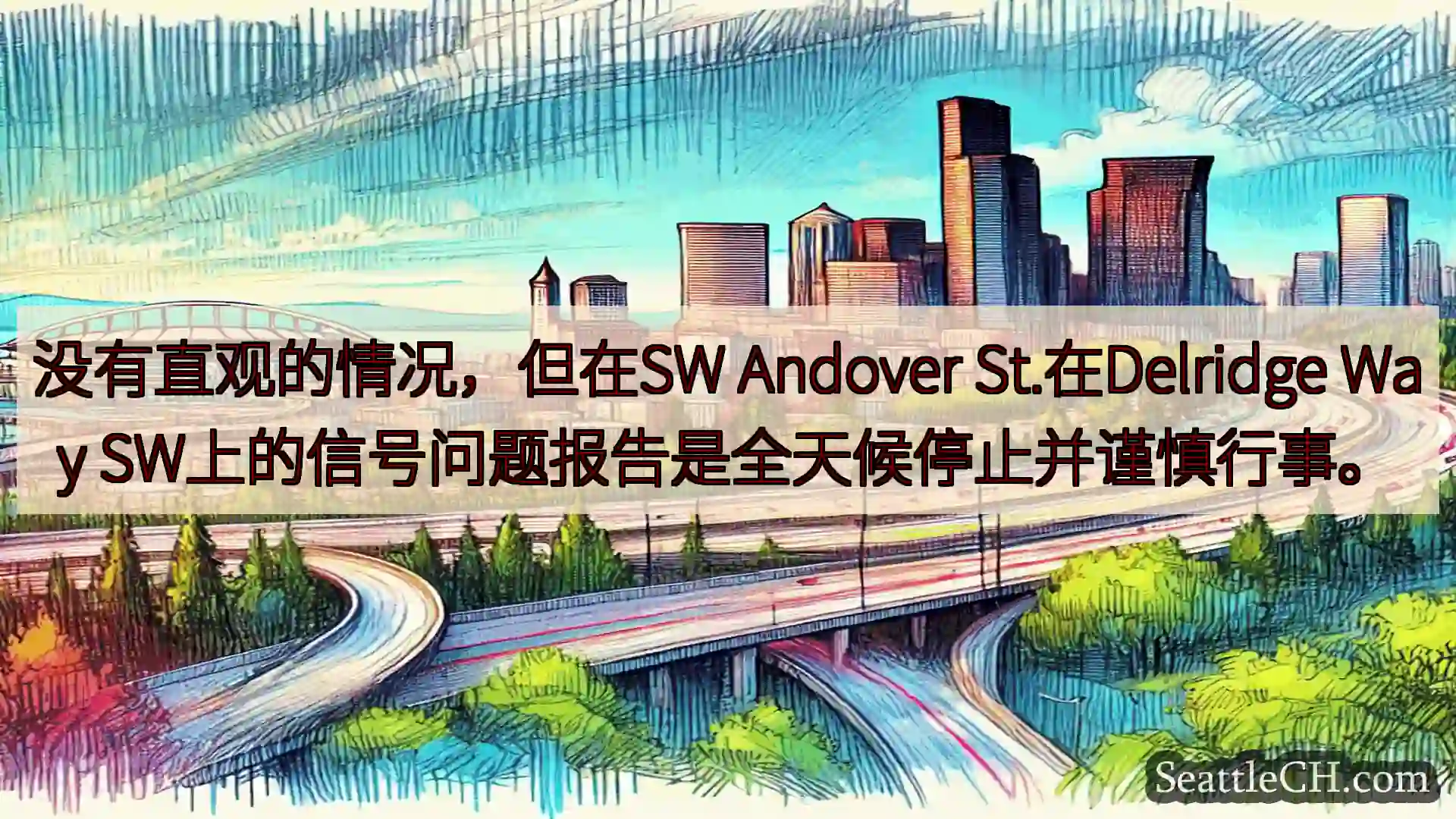 西雅图交通新闻 没有直观的情况，但在SW Andover St.在Delridge