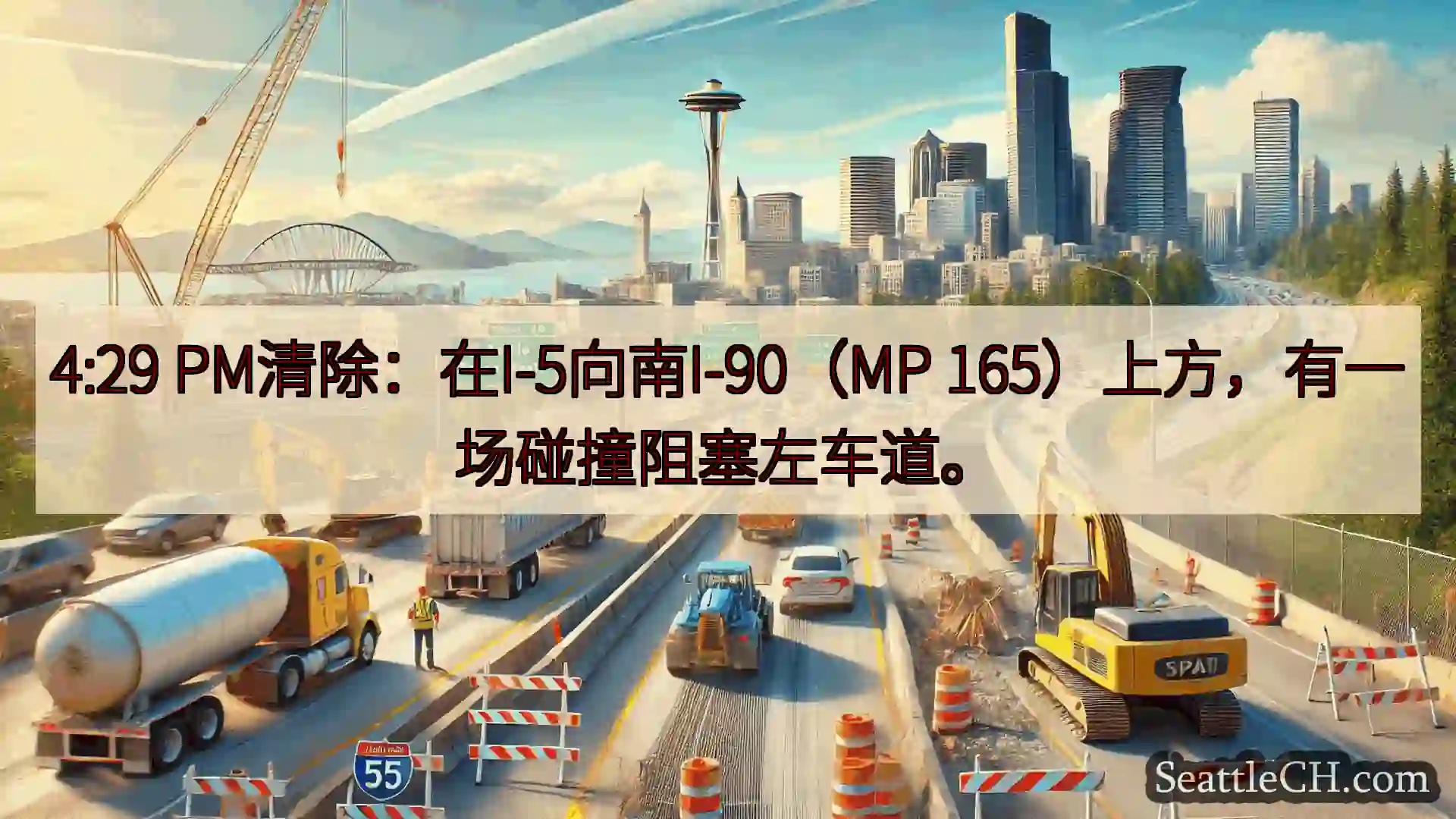 西雅图交通新闻 4:29 PM清除：在I-5向南I-90（MP