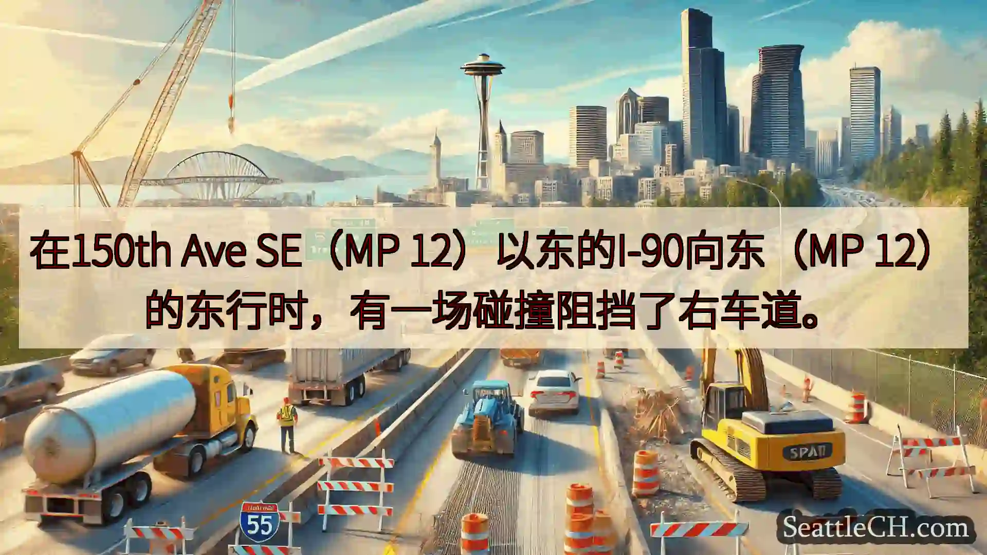 西雅图交通新闻 在150th Ave SE（MP 12）以东的I-90向东（MP