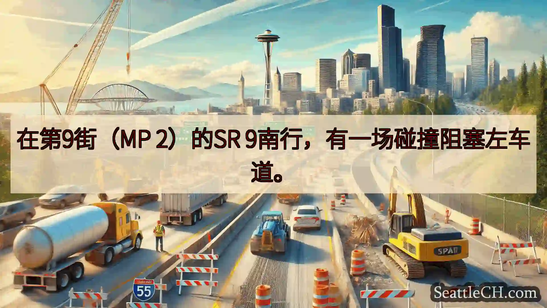 西雅图交通新闻 在第9街（MP 2）的SR 9南行，有一场碰撞阻塞左车道。
