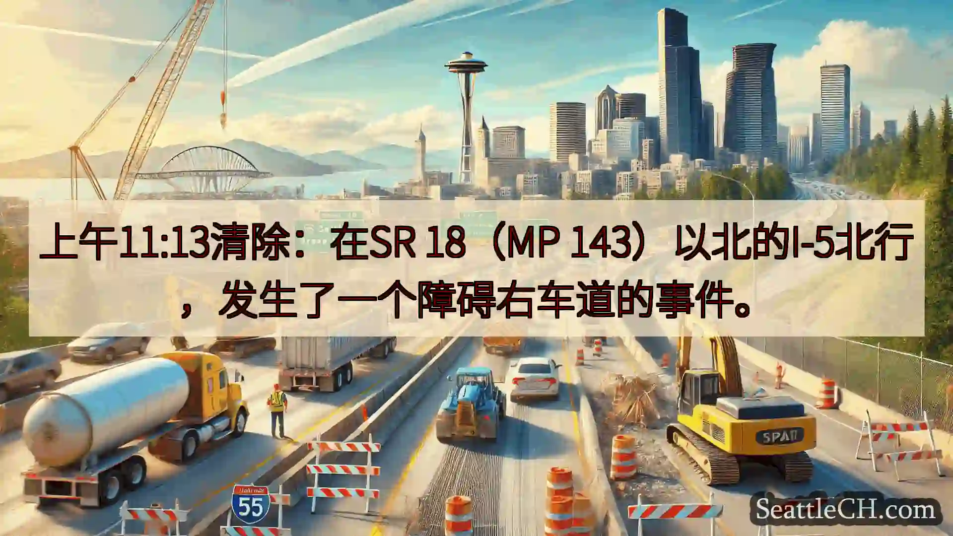 西雅图交通新闻 上午11:13清除：在SR 18（MP
