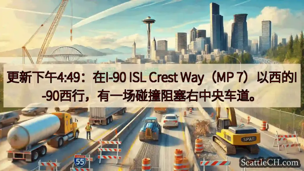 西雅图交通新闻 更新下午4:49：在I-90 ISL Crest Way（MP