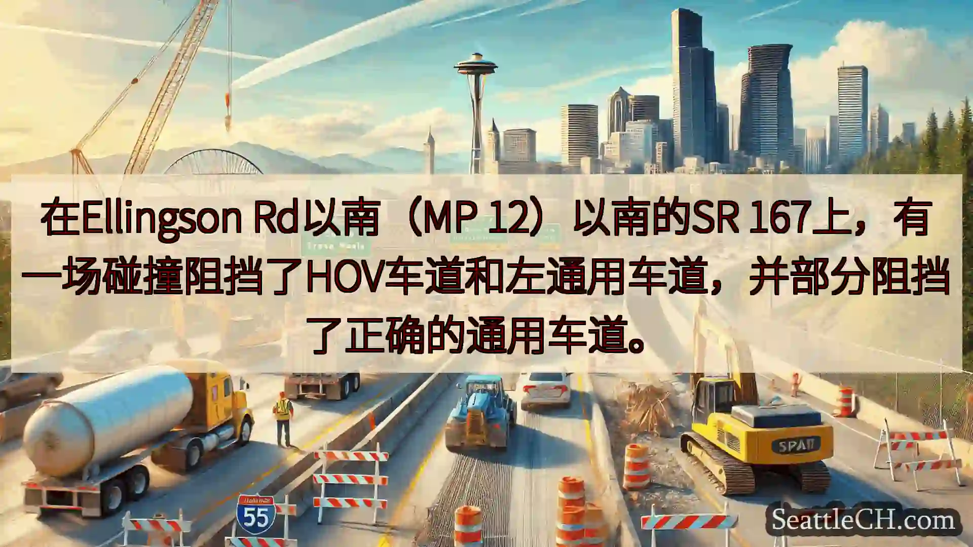 西雅图交通新闻 在Ellingson Rd以南（MP 12）以南的SR