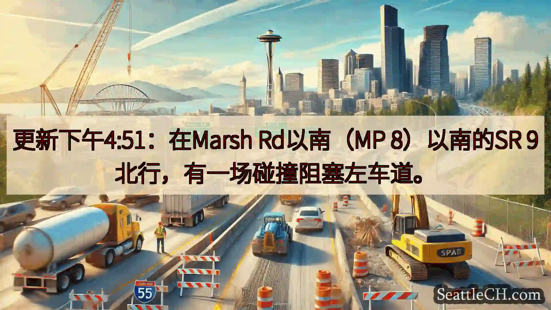 西雅图交通新闻 更新下午4:51：在Marsh Rd以南（MP 8）以南的SR