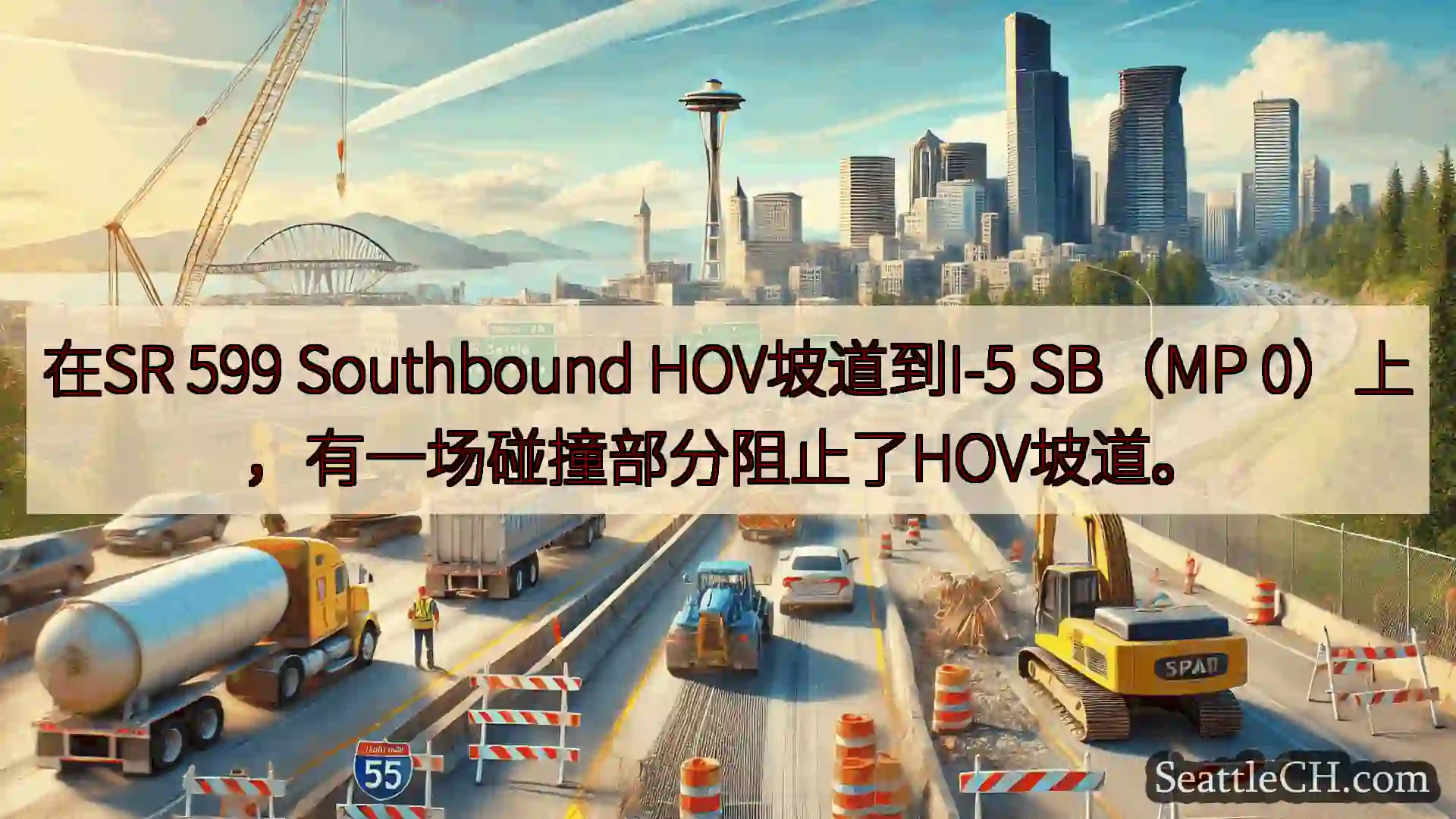 西雅图交通新闻 在SR 599 Southbound HOV坡道到I-5 SB（MP
