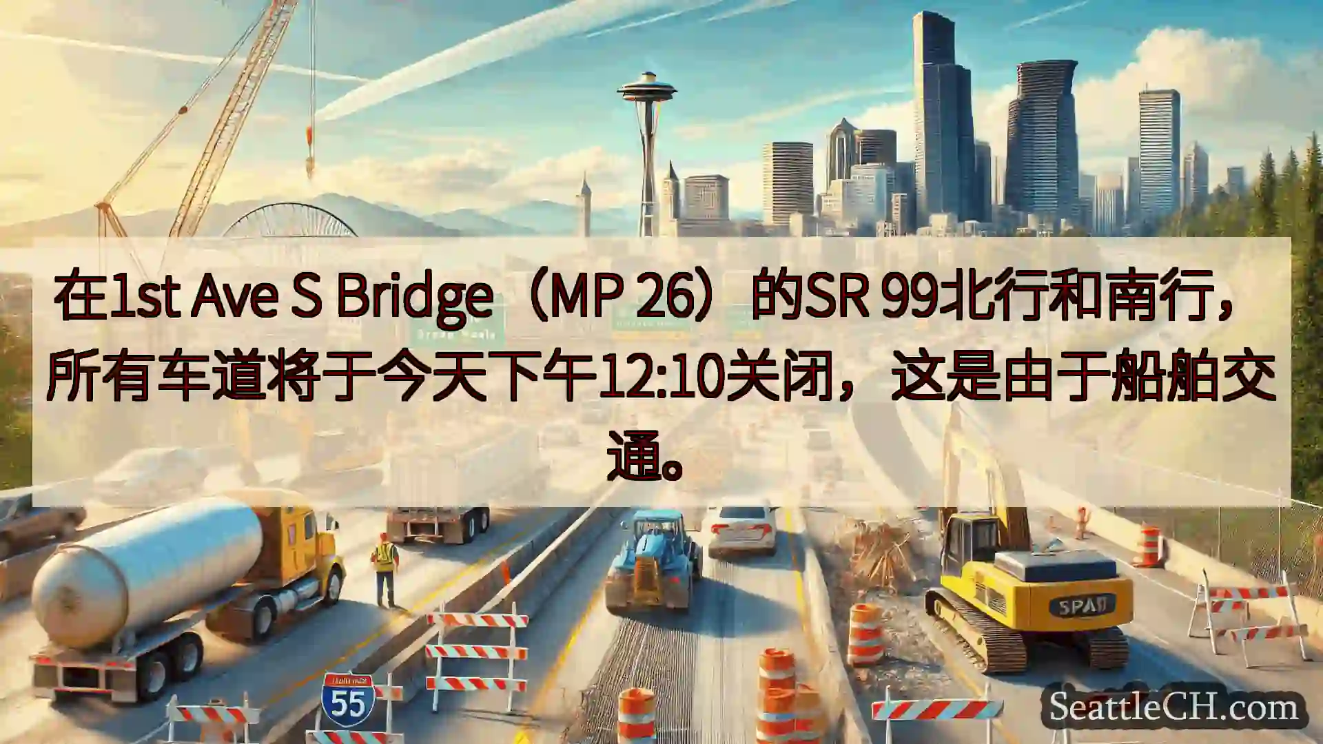 西雅图交通新闻 在1st Ave S Bridge（MP 26）的SR