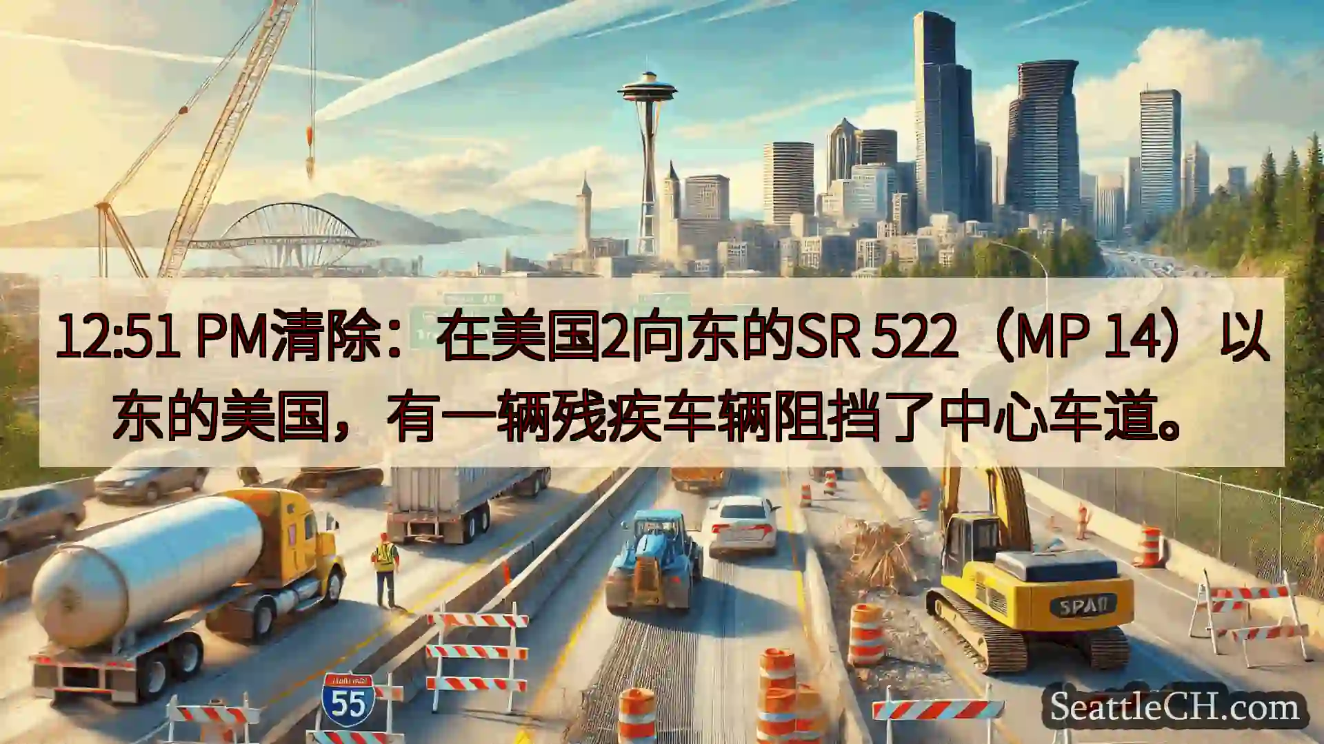西雅图交通新闻 12:51 PM清除：在美国2向东的SR 522（MP