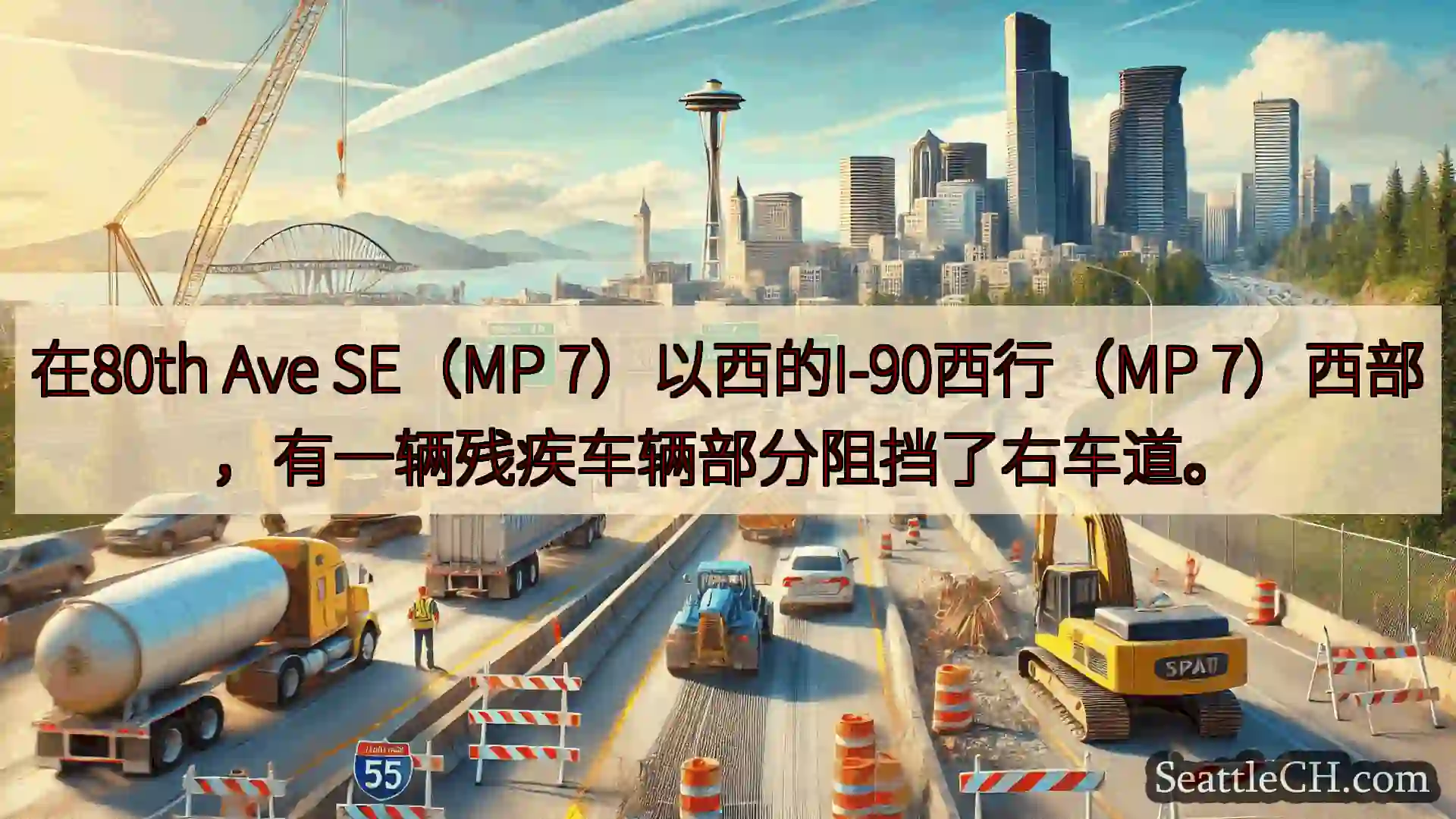 西雅图交通新闻 在80th Ave SE（MP 7）以西的I-90西行（MP