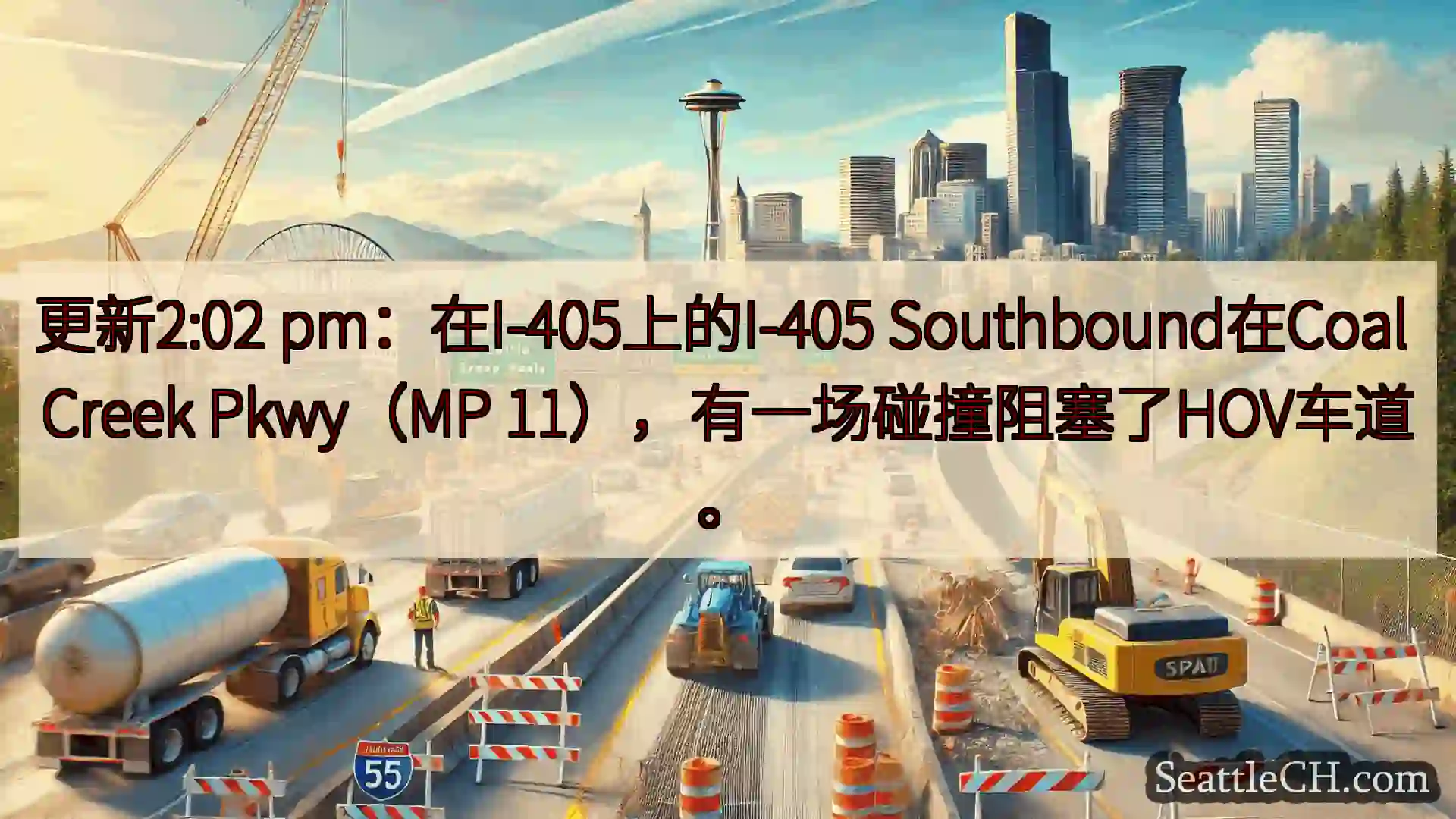 西雅图交通新闻 更新2:02 pm：在I-405上的I-405