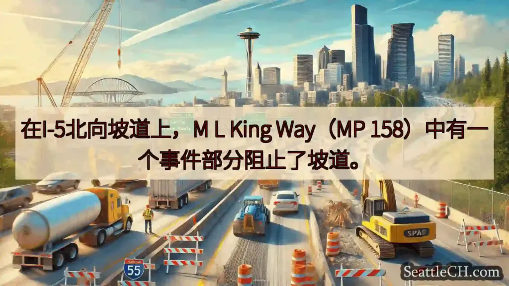 西雅图交通新闻 在I-5北向坡道上，M L King Way（MP