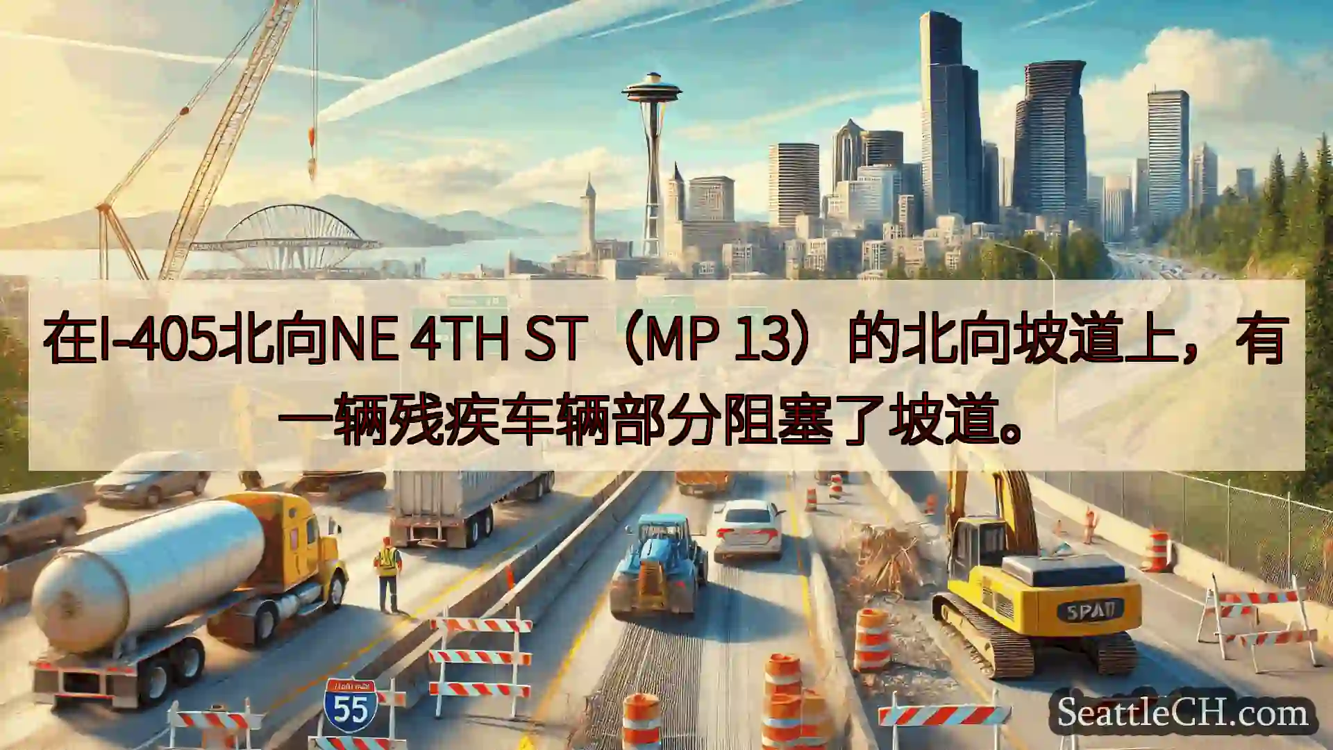 西雅图交通新闻 在I-405北向NE 4TH ST（MP