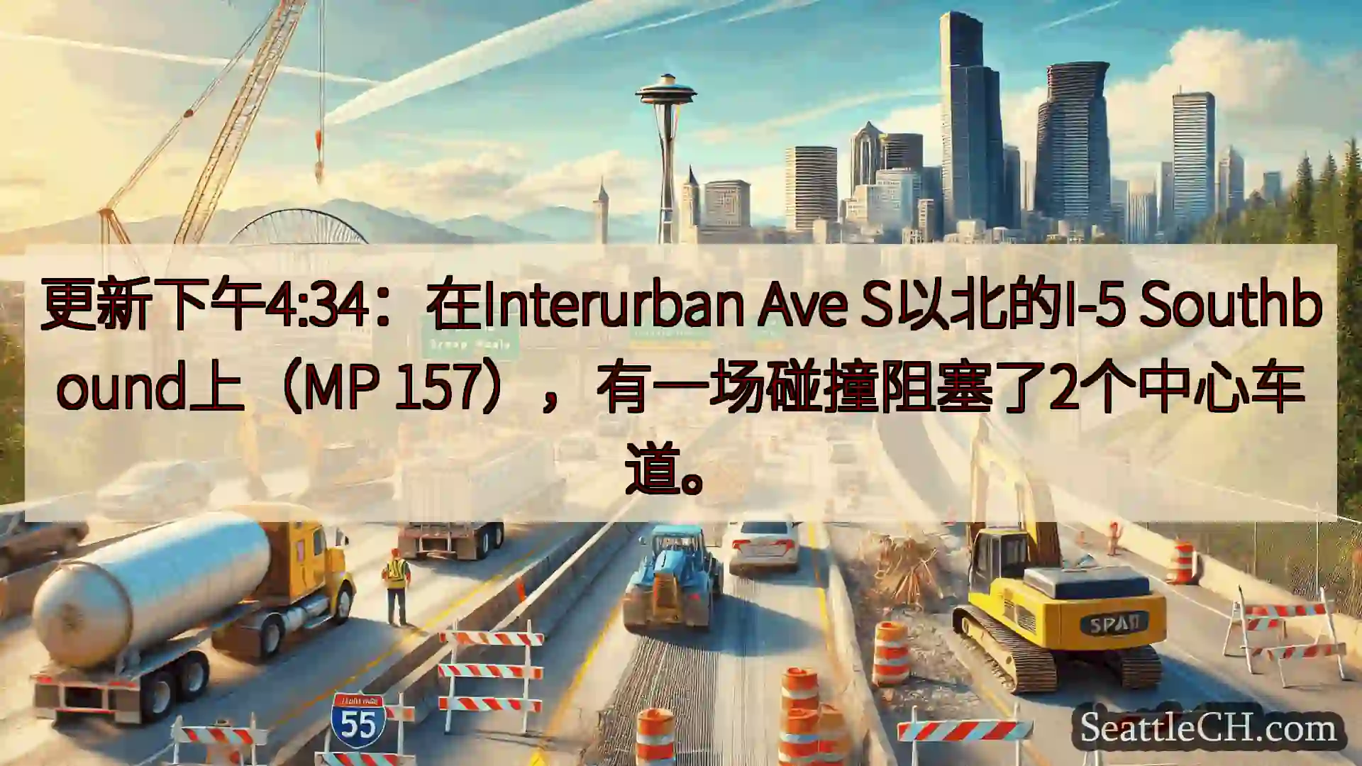 西雅图交通新闻 更新下午4:34：在Interurban Ave S以北的I-5