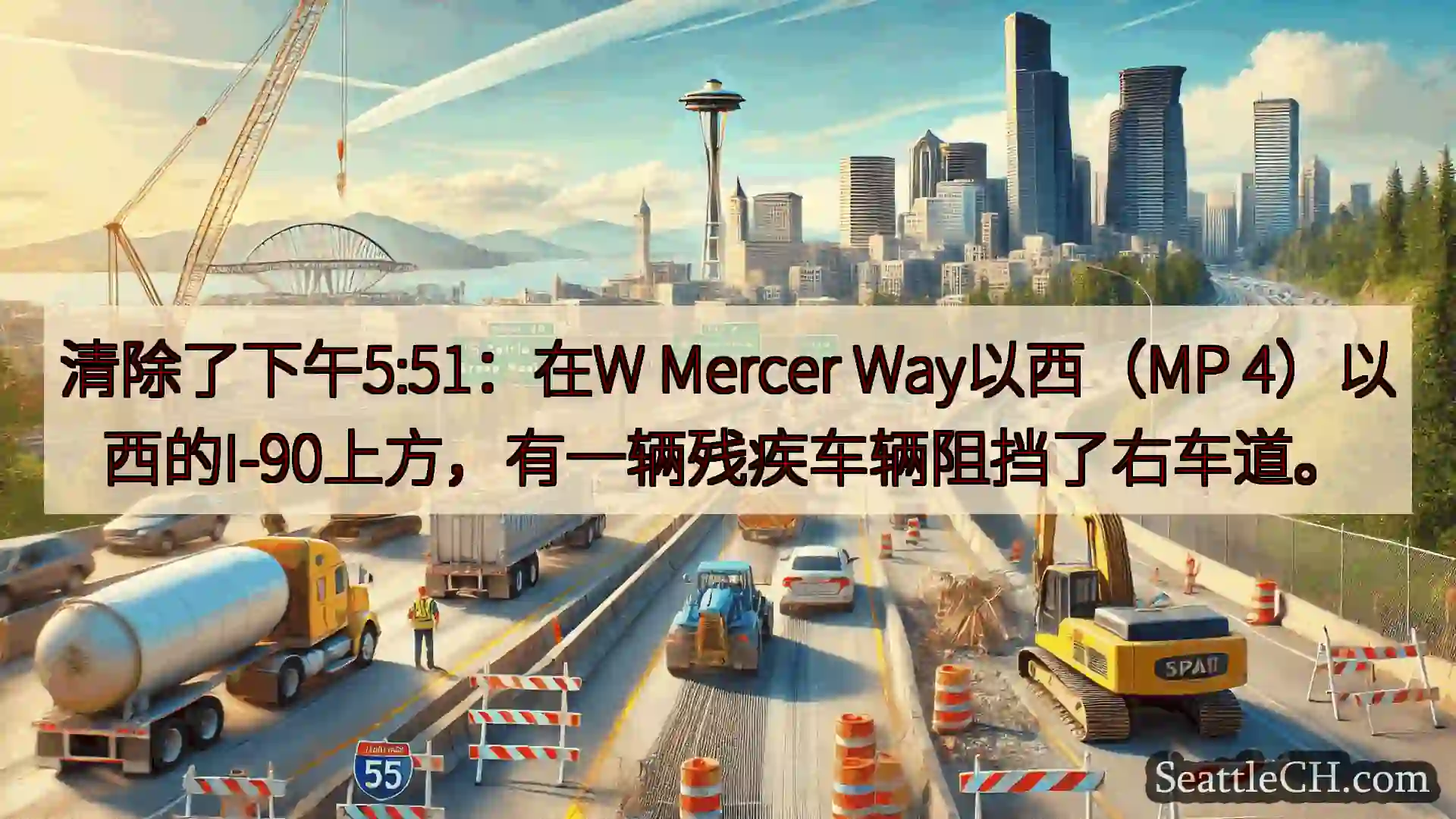 西雅图交通新闻 清除了下午5:51：在W Mercer Way以西（MP