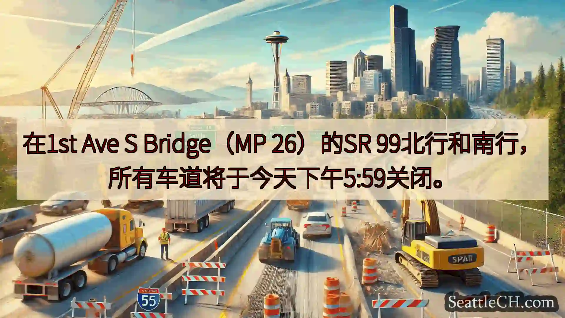 西雅图交通新闻 在1st Ave S Bridge（MP 26）的SR