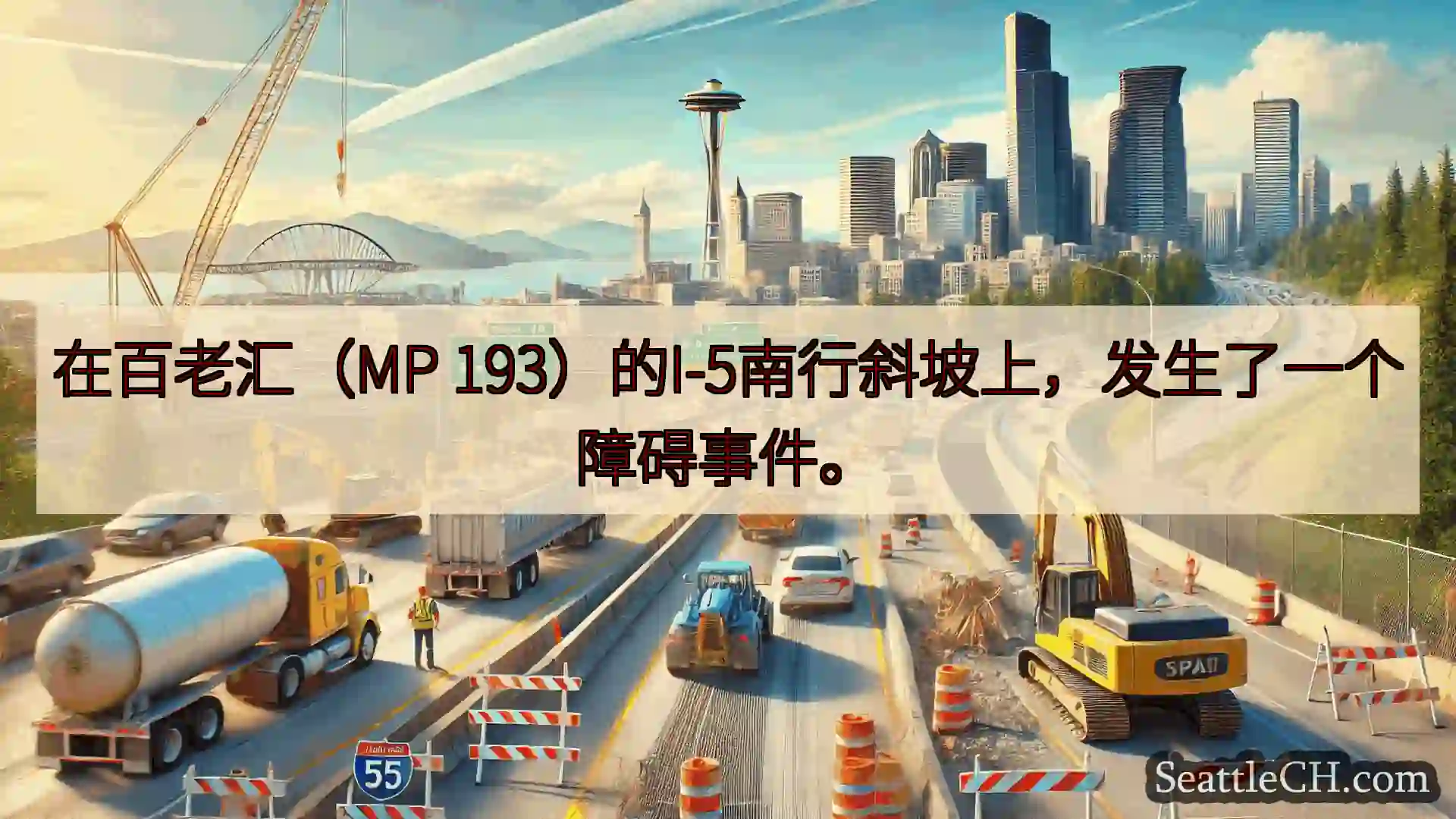 西雅图交通新闻 在百老汇（MP 193）的I-5南行斜坡上，发生了一个障碍事件。