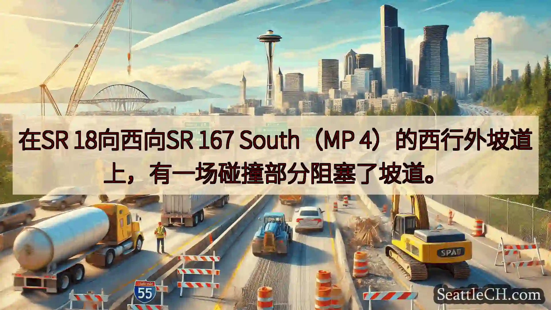 西雅图交通新闻 在SR 18向西向SR 167 South（MP