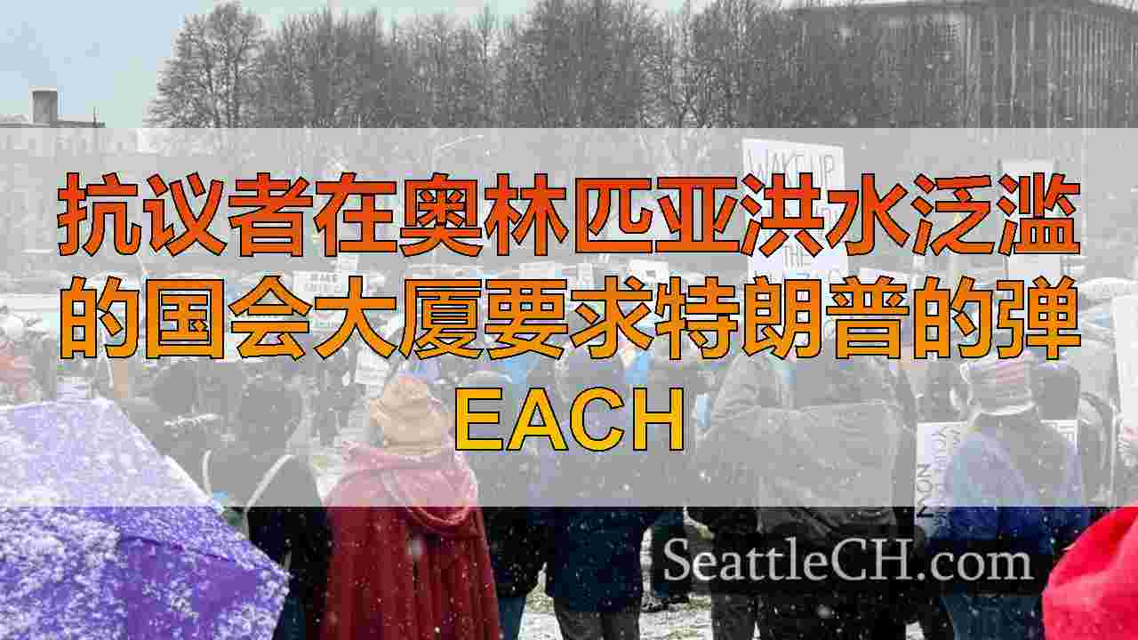 抗议者在奥林匹亚洪水泛滥的国会大厦要求特朗普的弹each