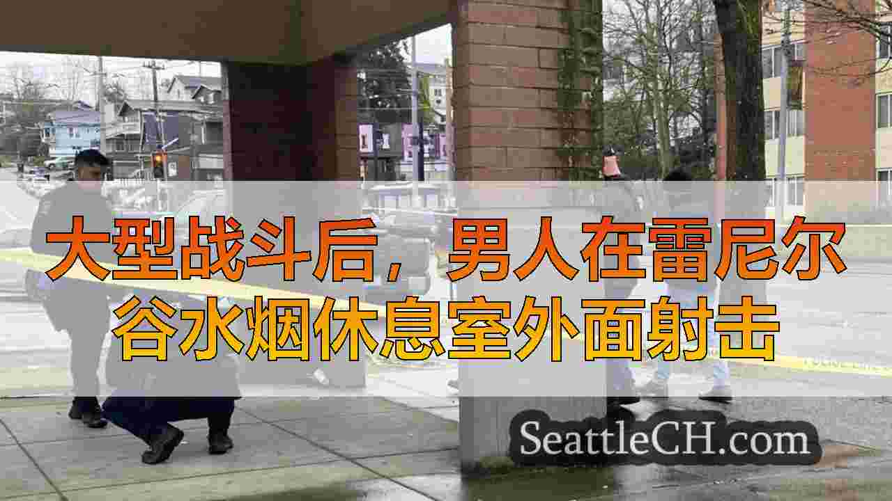大型战斗后，男人在雷尼尔谷水烟休息室外面射击