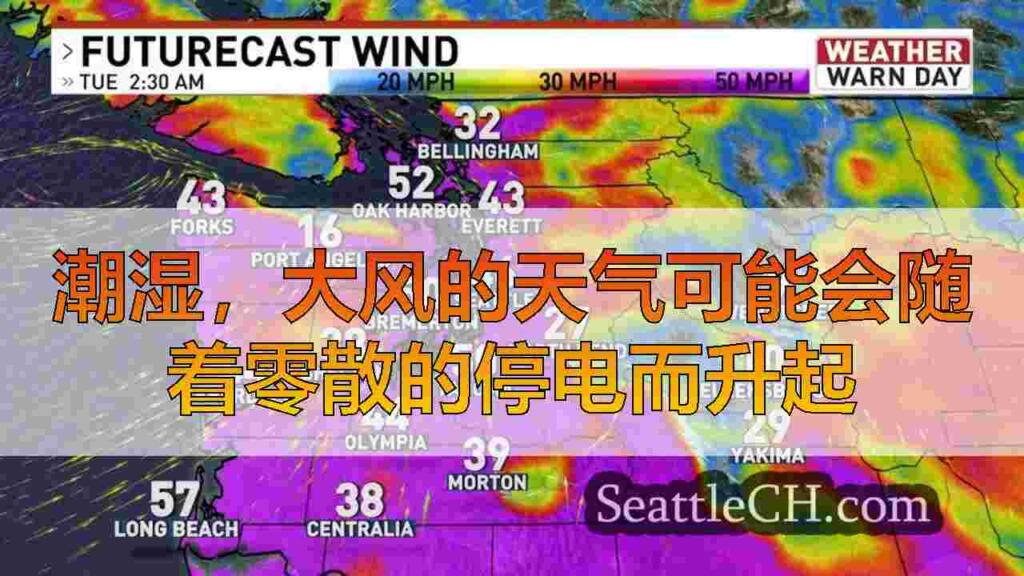 潮湿，大风的天气可能会随着零散的停电而升起
