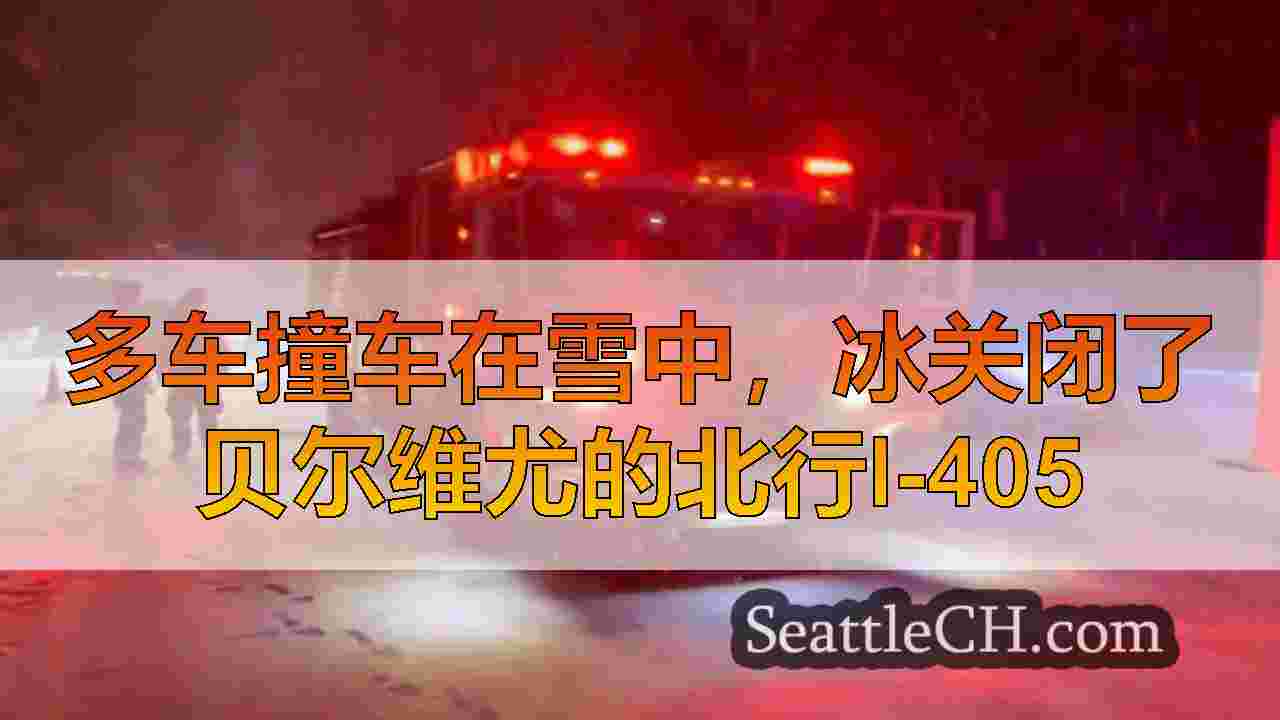 多车撞车在雪中，冰关闭了贝尔维尤的北行I-405